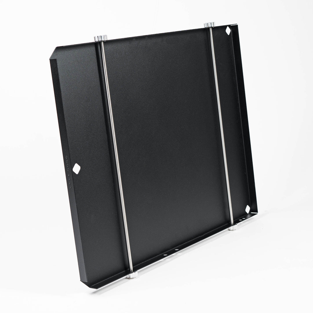 Impact Puppy Divider - Black metal panel with a white background